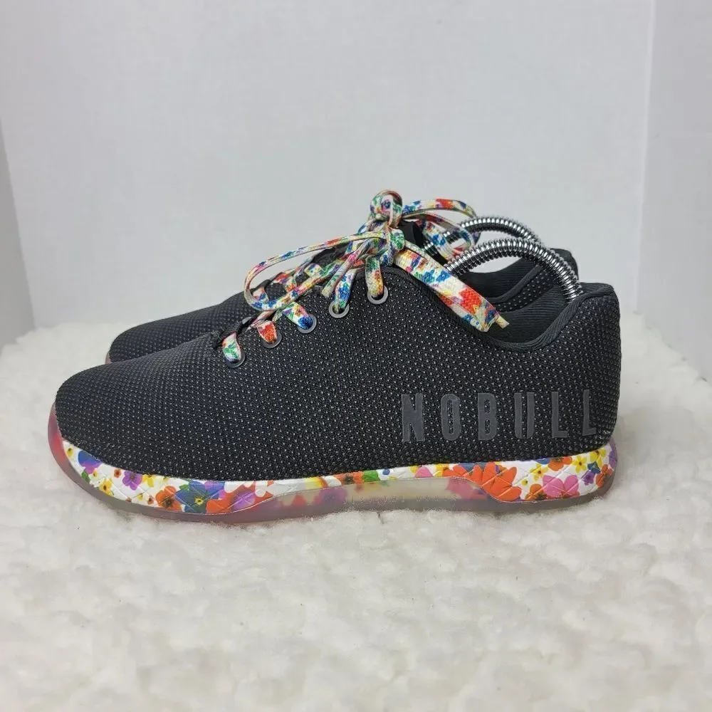 Nobull Black Daisy Women's Sneaker Size 9 Floral Trainer Low Top Lifting Shoes